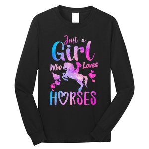 Just A Who Loves Horses Riding Cute Horse Long Sleeve Shirt