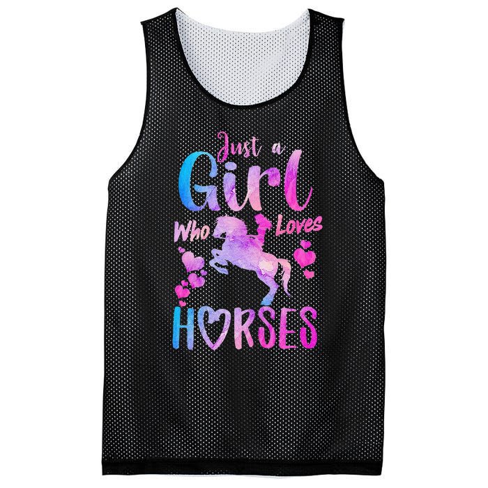 Just A Who Loves Horses Riding Cute Horse Mesh Reversible Basketball Jersey Tank