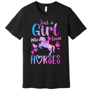 Just A Who Loves Horses Riding Cute Horse Premium T-Shirt