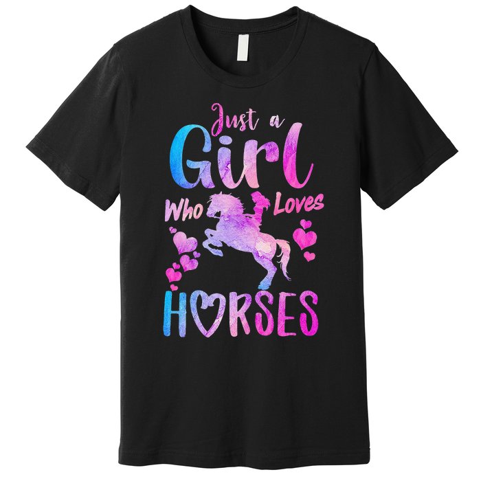 Just A Who Loves Horses Riding Cute Horse Premium T-Shirt