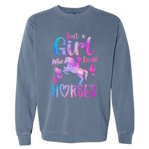 Just A Who Loves Horses Riding Cute Horse Garment-Dyed Sweatshirt