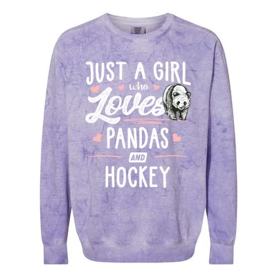 Just A Who Loves Pandas And Hockey Gift Gift Colorblast Crewneck Sweatshirt