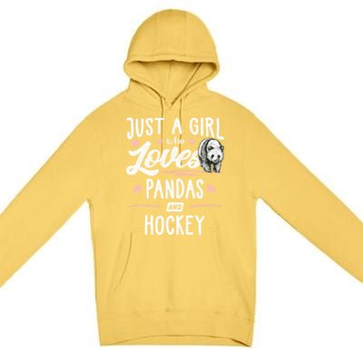 Just A Who Loves Pandas And Hockey Gift Gift Premium Pullover Hoodie