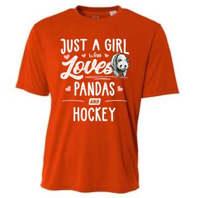 Just A Who Loves Pandas And Hockey Gift Gift Cooling Performance Crew T-Shirt