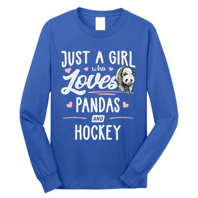 Just A Who Loves Pandas And Hockey Gift Gift Long Sleeve Shirt