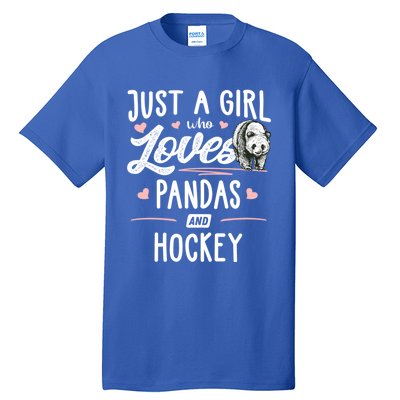 Just A Who Loves Pandas And Hockey Gift Gift Tall T-Shirt