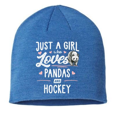 Just A Who Loves Pandas And Hockey Gift Gift Sustainable Beanie