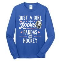 Just A Who Loves Pandas And Hockey Gift Gift Tall Long Sleeve T-Shirt