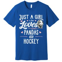 Just A Who Loves Pandas And Hockey Gift Gift Premium T-Shirt