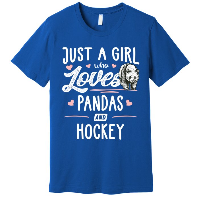 Just A Who Loves Pandas And Hockey Gift Gift Premium T-Shirt