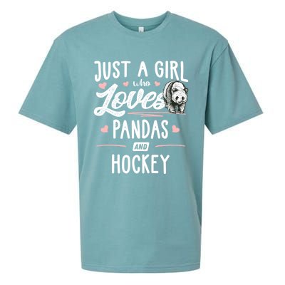 Just A Who Loves Pandas And Hockey Gift Gift Sueded Cloud Jersey T-Shirt