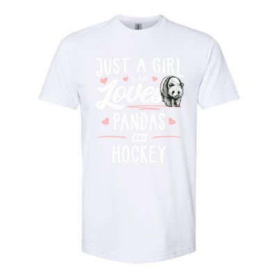 Just A Who Loves Pandas And Hockey Gift Gift Softstyle CVC T-Shirt