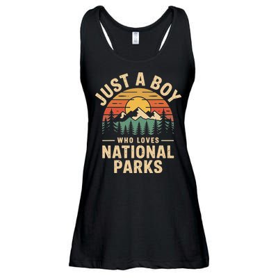 Just A Who Loves National Parks Retro Nature Vintage Ladies Essential Flowy Tank