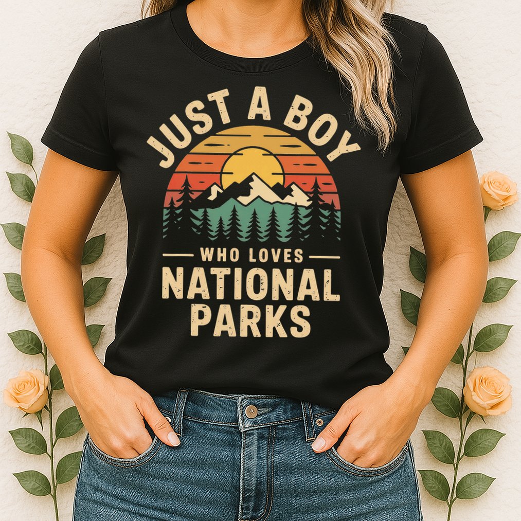 Just A Who Loves National Parks Retro Nature Vintage Womens T-Shirt