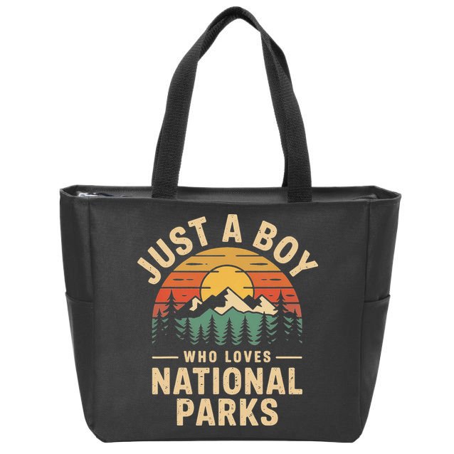 Just A Who Loves National Parks Retro Nature Vintage Zip Tote Bag