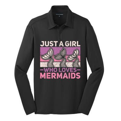 Just A Who Loves Mermaids Mermaid Birthday Party Outfit Silk Touch Performance Long Sleeve Polo