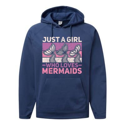 Just A Who Loves Mermaids Mermaid Birthday Party Outfit Performance Fleece Hoodie