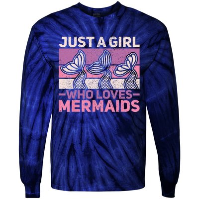 Just A Who Loves Mermaids Mermaid Birthday Party Outfit Tie-Dye Long Sleeve Shirt