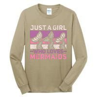 Just A Who Loves Mermaids Mermaid Birthday Party Outfit Tall Long Sleeve T-Shirt