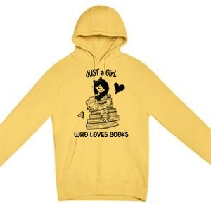 Just A Who Loves Books Reading Book Cute Heart Bookish Gift Premium Pullover Hoodie