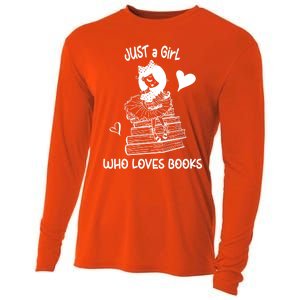 Just A Who Loves Books Reading Book Cute Heart Bookish Gift Cooling Performance Long Sleeve Crew