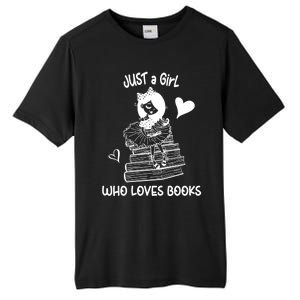 Just A Who Loves Books Reading Book Cute Heart Bookish Gift Tall Fusion ChromaSoft Performance T-Shirt