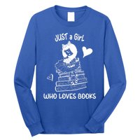 Just A Who Loves Books Reading Book Cute Heart Bookish Gift Long Sleeve Shirt