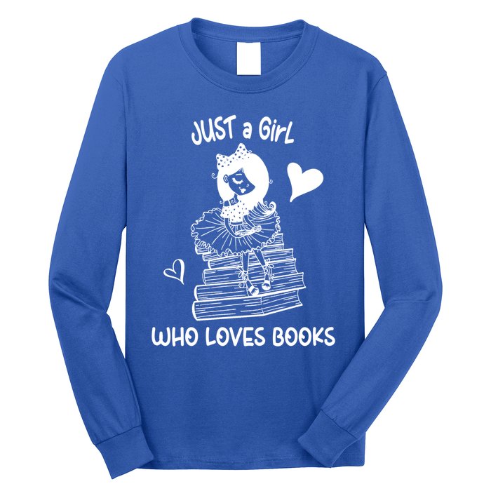 Just A Who Loves Books Reading Book Cute Heart Bookish Gift Long Sleeve Shirt