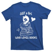 Just A Who Loves Books Reading Book Cute Heart Bookish Gift T-Shirt