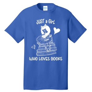 Just A Who Loves Books Reading Book Cute Heart Bookish Gift Tall T-Shirt