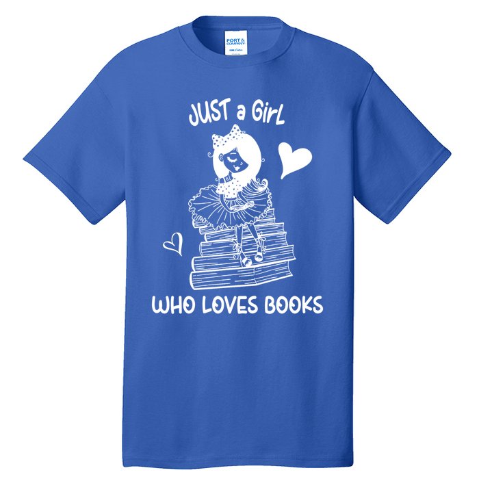 Just A Who Loves Books Reading Book Cute Heart Bookish Gift Tall T-Shirt