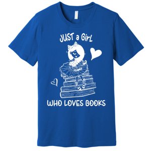 Just A Who Loves Books Reading Book Cute Heart Bookish Gift Premium T-Shirt