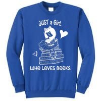 Just A Who Loves Books Reading Book Cute Heart Bookish Gift Tall Sweatshirt