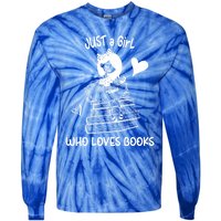 Just A Who Loves Books Reading Book Cute Heart Bookish Gift Tie-Dye Long Sleeve Shirt