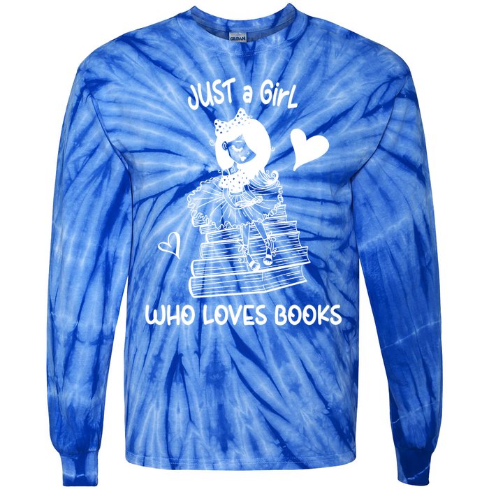 Just A Who Loves Books Reading Book Cute Heart Bookish Gift Tie-Dye Long Sleeve Shirt