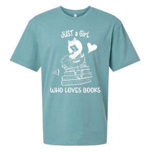 Just A Who Loves Books Reading Book Cute Heart Bookish Gift Sueded Cloud Jersey T-Shirt