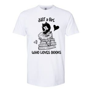 Just A Who Loves Books Reading Book Cute Heart Bookish Gift Softstyle CVC T-Shirt