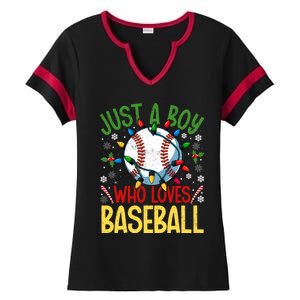 Just A Who Loves Baseball Christmas Lights Snowflakes Meaningful Gift Ladies Halftime Notch Neck Tee