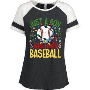 Just A Who Loves Baseball Christmas Lights Snowflakes Meaningful Gift Enza Ladies Jersey Colorblock Tee