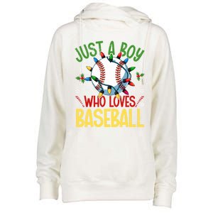 Just A Who Loves Baseball Christmas Lights Snowflakes Meaningful Gift Womens Funnel Neck Pullover Hood