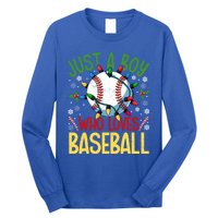 Just A Who Loves Baseball Christmas Lights Snowflakes Meaningful Gift Long Sleeve Shirt