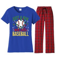 Just A Who Loves Baseball Christmas Lights Snowflakes Meaningful Gift Women's Flannel Pajama Set