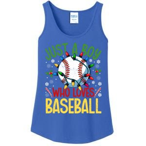 Just A Who Loves Baseball Christmas Lights Snowflakes Meaningful Gift Ladies Essential Tank