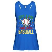 Just A Who Loves Baseball Christmas Lights Snowflakes Meaningful Gift Ladies Essential Flowy Tank