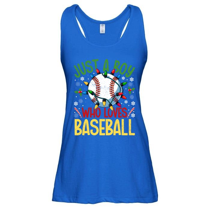 Just A Who Loves Baseball Christmas Lights Snowflakes Meaningful Gift Ladies Essential Flowy Tank