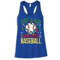 Just A Who Loves Baseball Christmas Lights Snowflakes Meaningful Gift Women's Racerback Tank