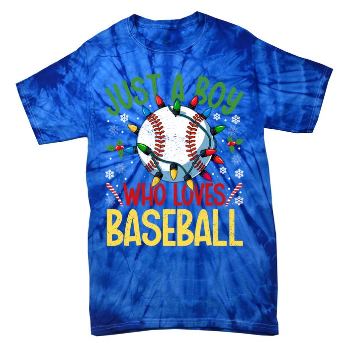 Just A Who Loves Baseball Christmas Lights Snowflakes Meaningful Gift Tie-Dye T-Shirt