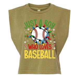 Just A Who Loves Baseball Christmas Lights Snowflakes Meaningful Gift Garment-Dyed Women's Muscle Tee