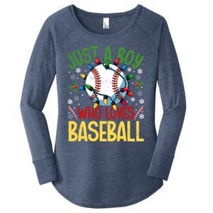 Just A Who Loves Baseball Christmas Lights Snowflakes Meaningful Gift Women's Perfect Tri Tunic Long Sleeve Shirt