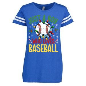 Just A Who Loves Baseball Christmas Lights Snowflakes Meaningful Gift Enza Ladies Jersey Football T-Shirt